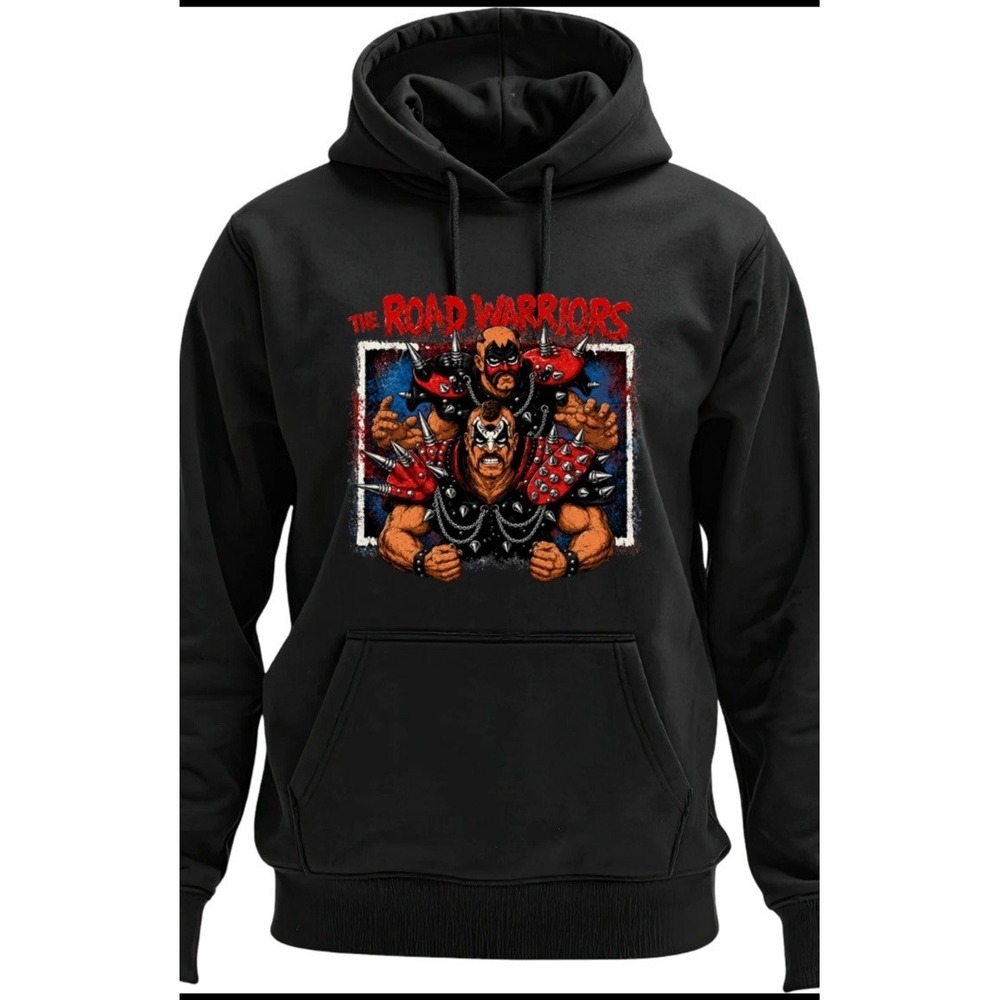 The Road Warriors WCW/WWF Retro‎ Hoodie Unisex Adult Black 2XL